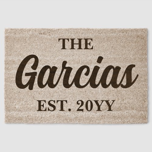 Personalized Family Name Newlywed Our Housewarming Fiber Doormat