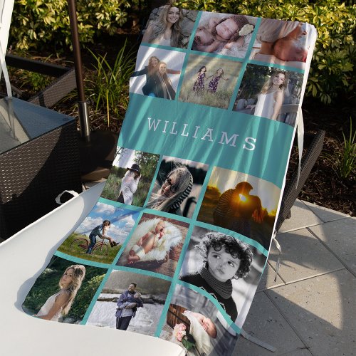 Personalized Family Name Photo Collage Beach Towel