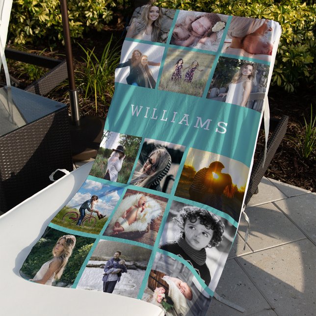 Personalized Family Name Photo Collage Beach Towel (Creator Uploaded)