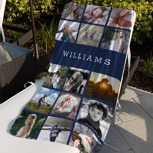 Personalized Family Name Photo Collage Beach Towel