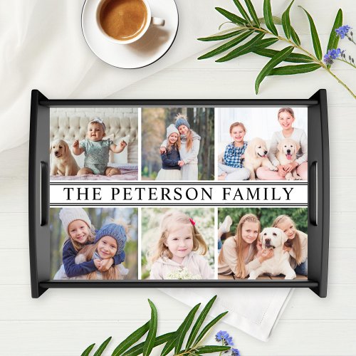Personalized Family Name Photo Collage Serving Tray