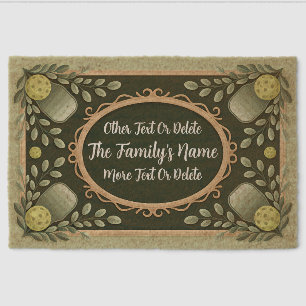 Personalized Family Name Pickleball Welcome Mat