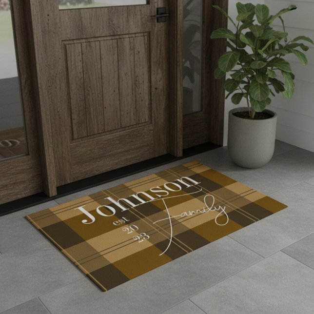 Personalized Family Name Plaid Doormat (Creator Uploaded)