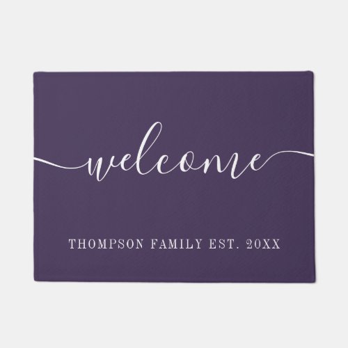 Personalized Family Name Purple Welcome Doormat
