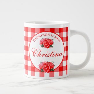Personalized Family Name Red Gingham Specialty Mug