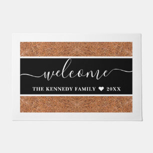 Personalized Family Name Rustic Coir Welcome Doormat