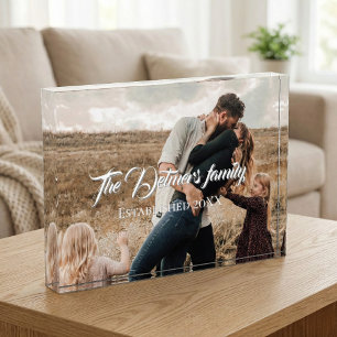 Personalized Family Name Script Photo Acrylic Award