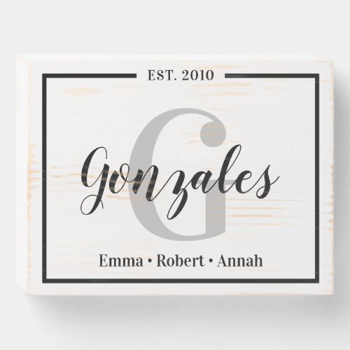 Personalized family name sign family established wooden box sign