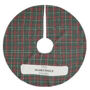 Personalized Family Name Tartan Christmas Tree Ski Brushed Polyester Tree Skirt
