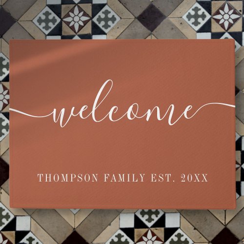 Personalized Family Name Terracotta Welcome Doormat