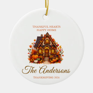 Personalized family name Thanksgiving Ceramic Ornament