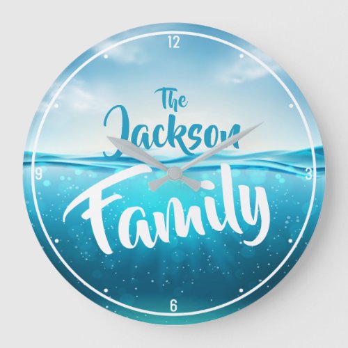 Personalized Family NAME Underwater Tropical Ocean Large Clock