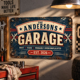 Personalized Family Name Vintage Garage Metal Sign