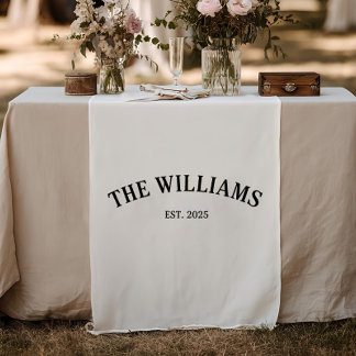 Personalized Family Name Wedding Table Runner, Cus Short Table Runner