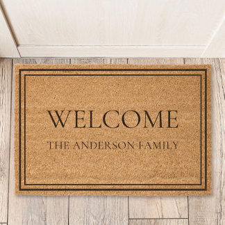 Personalized Family Name Welcome Natural Fiber Doormat