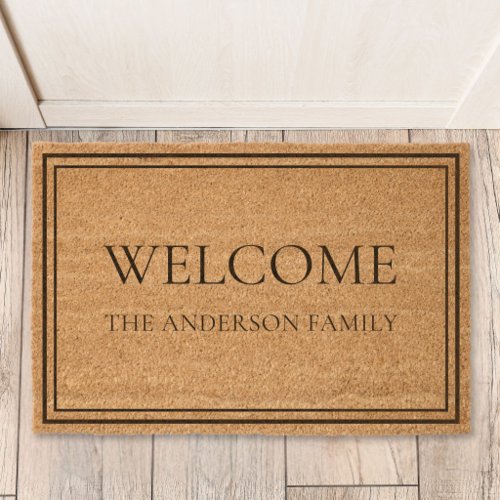 Personalized Family Name Welcome Natural Fiber Doormat