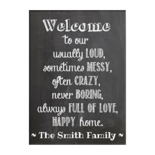Personalized Family name Welcome Sign Acrylic Print