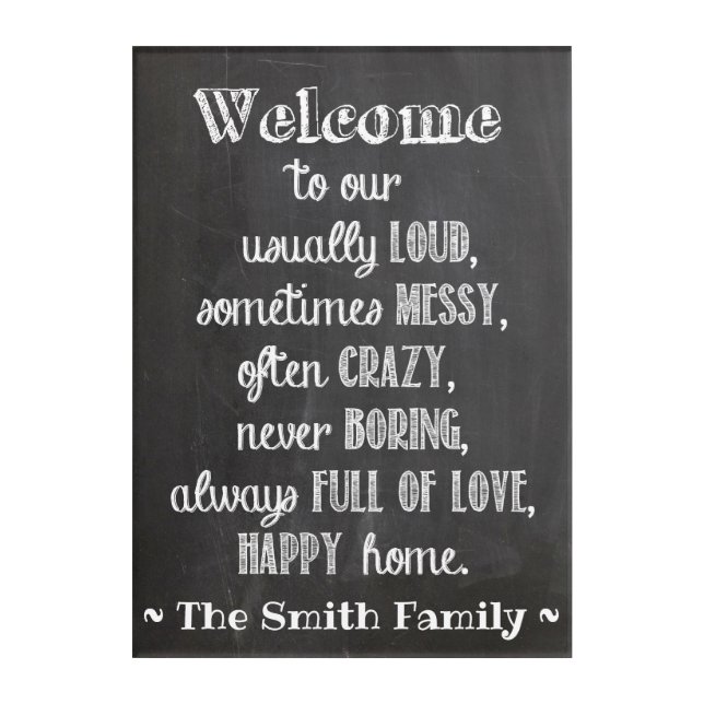 Personalized Family name Welcome Sign Acrylic Print (Front)
