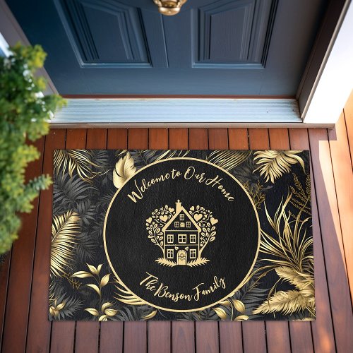 Personalized Family Name Welcome to our Home Black Doormat