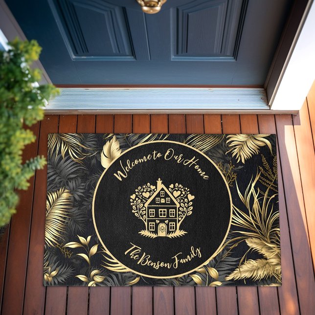 Personalized Family Name Welcome to our Home Black Doormat (Personalized Family Name Welcome to our Home Black Doormat)