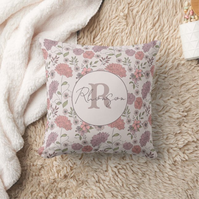 Personalized Family Name Wild Flowers Boho Pillow (Blanket)