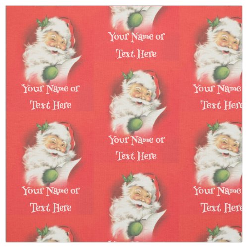 Personalized Family Name Winking Santa Christmas Fabric
