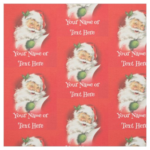 Personalized Family Name Winking Santa Christmas Fabric