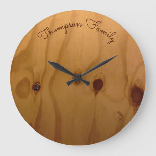 personalized family name wood rustic large clock