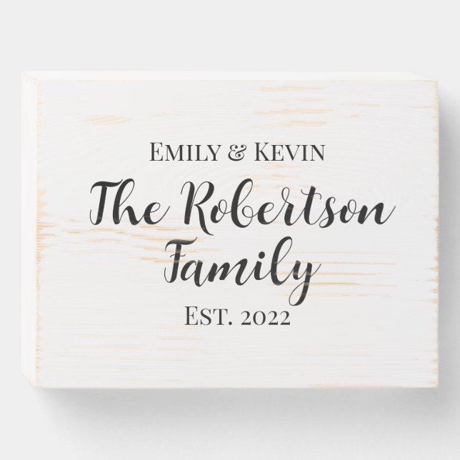 Personalized Family Name Wooden Sign with Year (Front Horizontal)