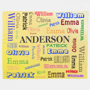 Personalized Family 🏡💖Name Word Cloud Yellow Fleece Blanket