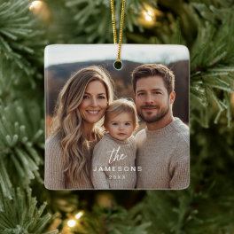 Personalized Family Name Year Photo Ornament