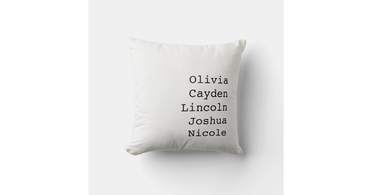 Personalized Family Names Throw Pillow Zazzle