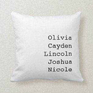 Personalized Family Names Throw Pillow
