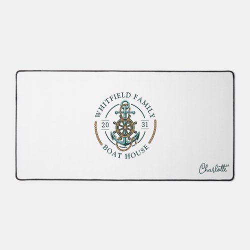 Personalized Family Nautical Boat House Desk Mat