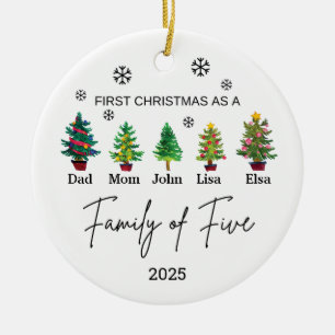 Personalized Family of Five Ornament, Family Gift Ceramic Ornament