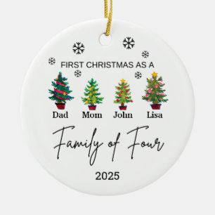 Personalized Family of Four Ornament, Family Gift Ceramic Ornament
