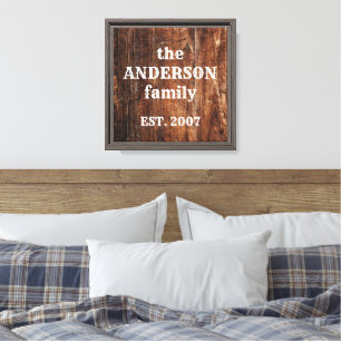 Personalized family old rustic wood design canvas print