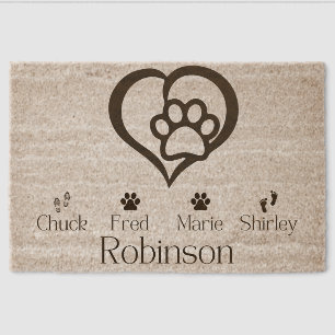 Personalized Family & Pet Names Doormat Fiber Doormat