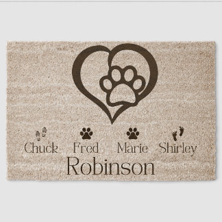Personalized Family & Pet Names Doormat Fiber Doormat