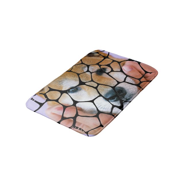 Personalized Family Pet Photo Leopard Bath Mat (Angled)