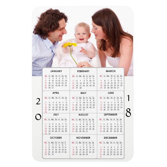 Personalized Family Photo  2018 Calendar Magnet (Vertical)