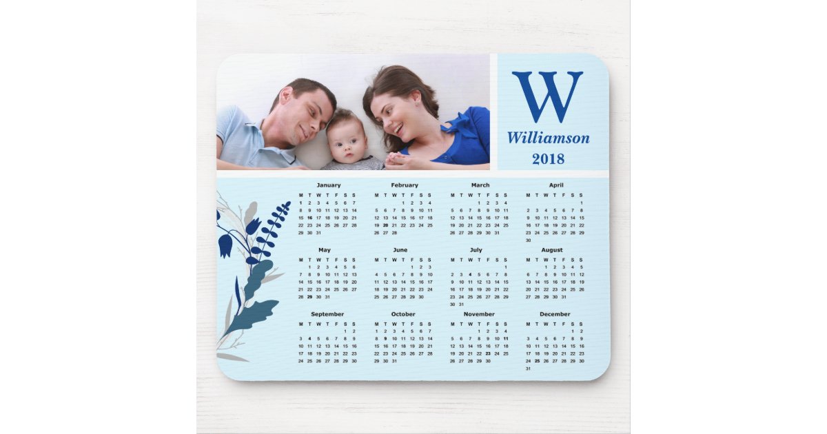 Personalized Family Photo 2018 Calendar Mouse Pad Zazzle