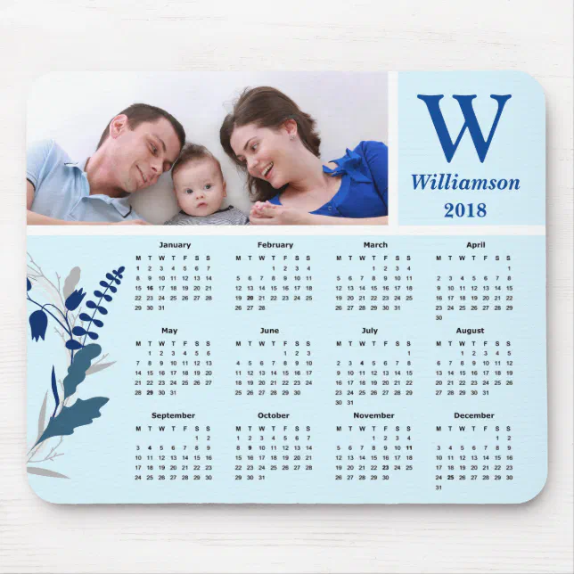 Personalized Family Photo 2018 Calendar Mouse Pad Zazzle