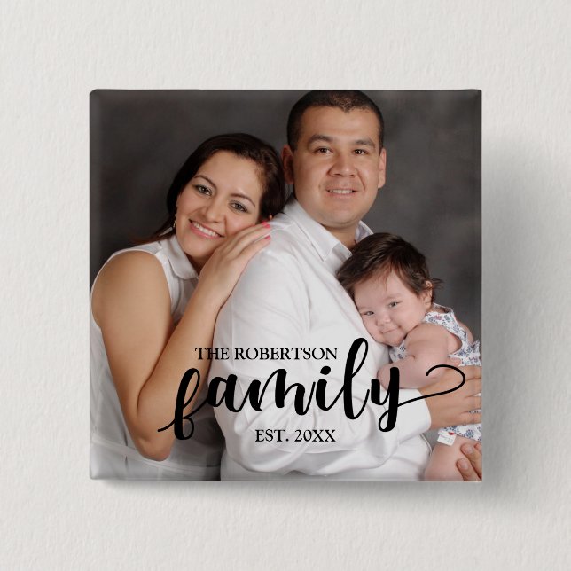 Personalized Family Photo and Text Button (Front)