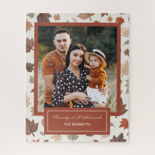Personalized Family Photo Autumn Leaves Jigsaw Puzzle