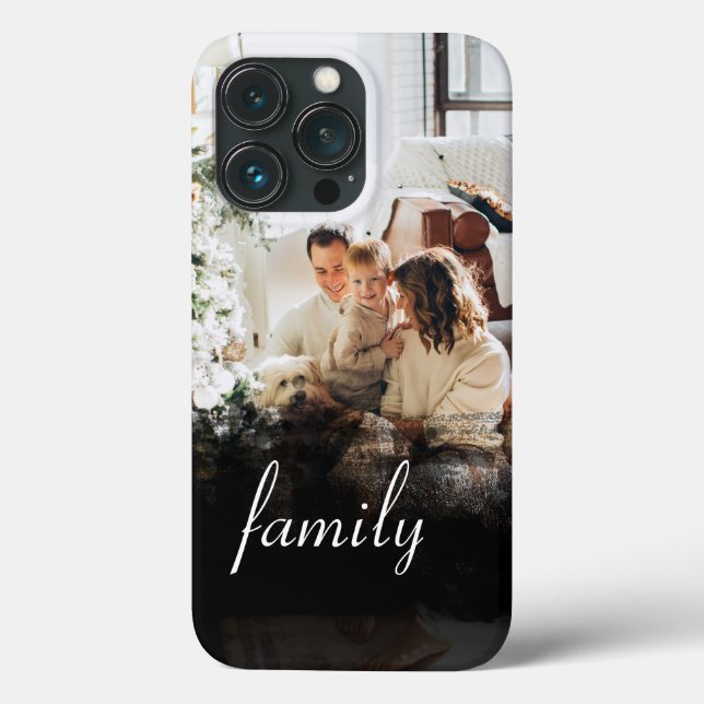 Personalized Family Photo Black Abstract Case-Mate iPhone Case (Back)