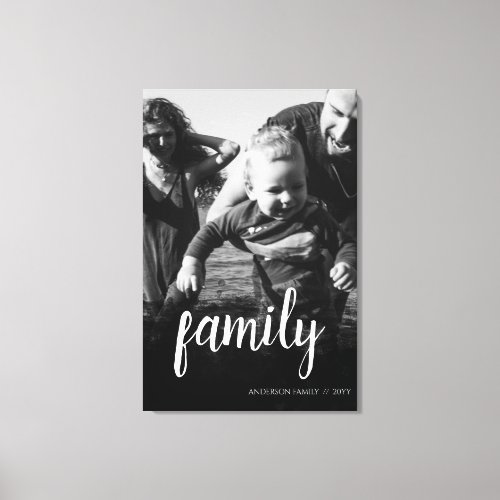 Personalized Family Photo Black Abstract Overlay Canvas Print