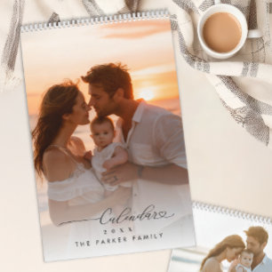 Personalized Family Photo Calendar Minimal Script