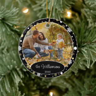 Personalized Family Photo Christmas 2025 Ceramic Ornament