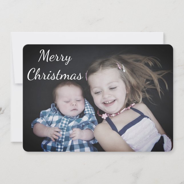 Personalized Family Photo Christmas Card Blue (Front)